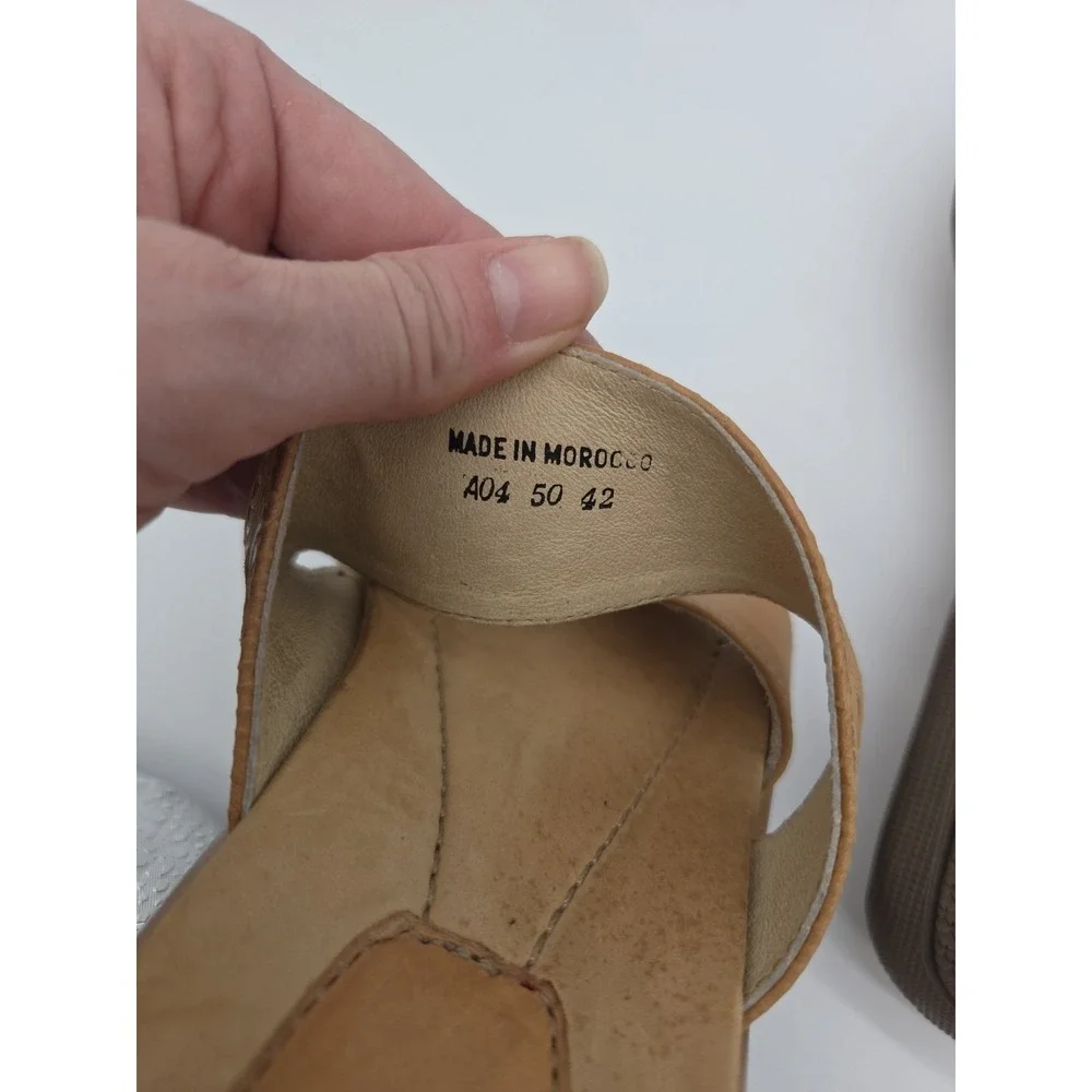 Dansko Slide‎ Spiral Band Toe Tan Leather Sandals Size EU 42 Bohemian Retro